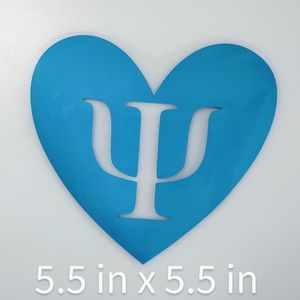 Blue/ Ready/Easy to Apply Iron on Psychology Symbol (Psi symbol); 5.5 x 5.5